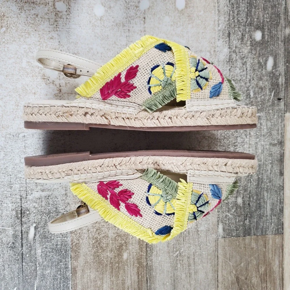 Sam Edelman Kayden Kid Slingback Sandals Girls Sz 3 Floral Embroidered